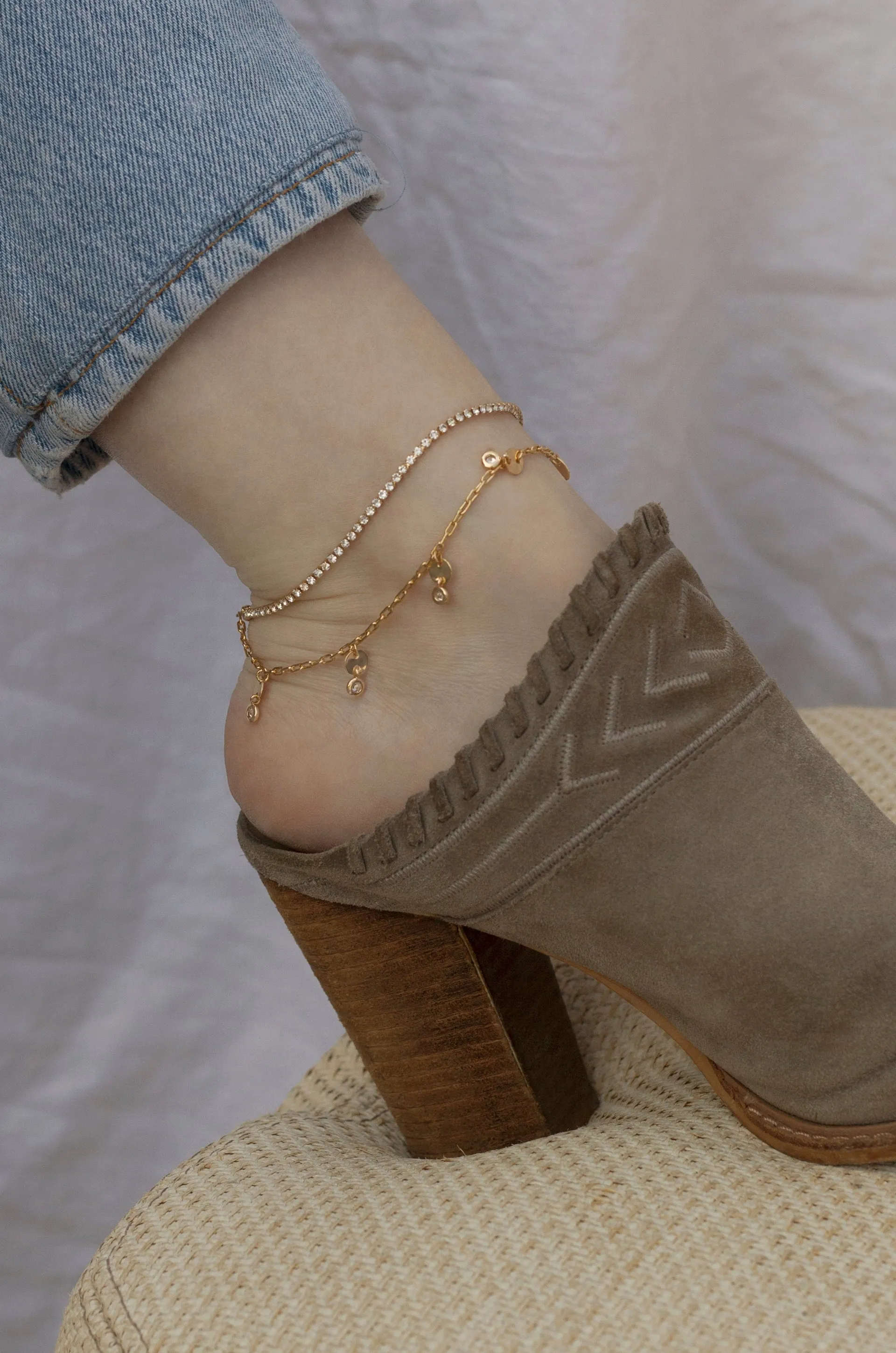Giovanna Layered Crystal Anklet sold by Beach Bunny product image thumbnail 2