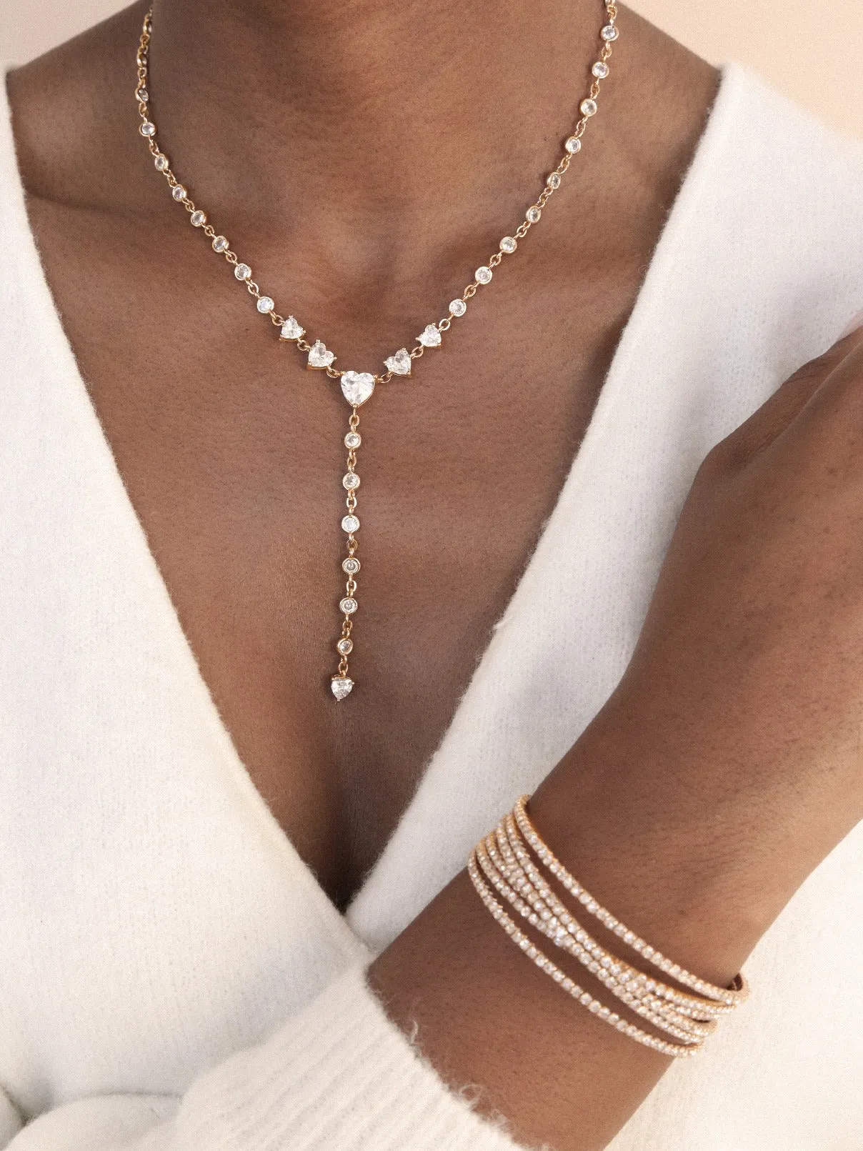 Queen of Hearts Crystal Lariat Necklace by Ettika sold by Beach Bunny product image thumbnail 4