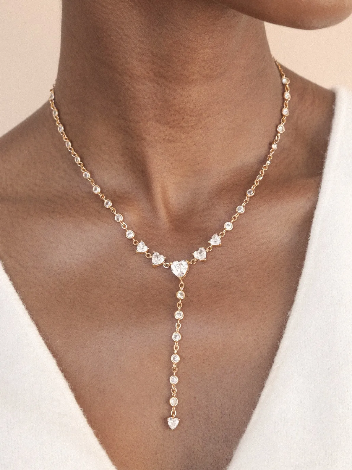 Queen of Hearts Crystal Lariat Necklace by Ettika sold by Beach Bunny product image thumbnail 2