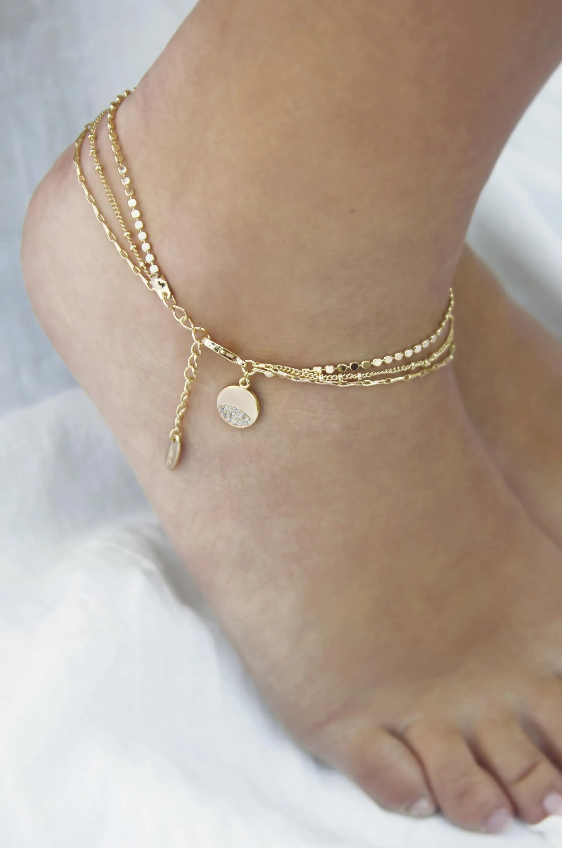 Crystal Dipped Multi Chain Anklet sold by Beach Bunny product image thumbnail 2
