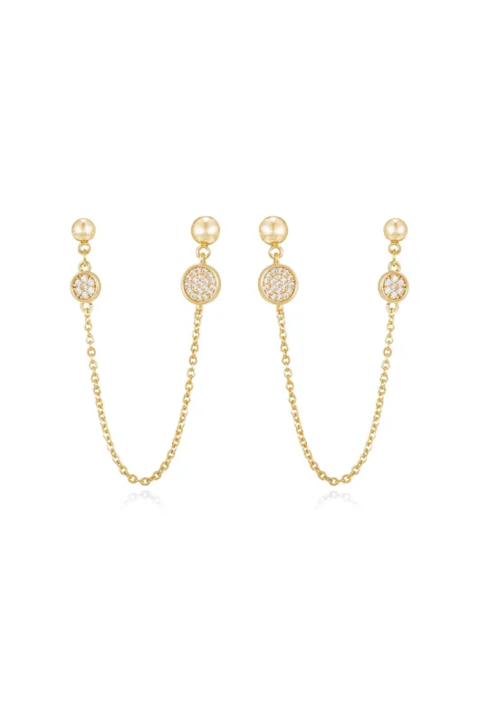 Double Piercing Chain Drop Earrings sold by Beach Bunny