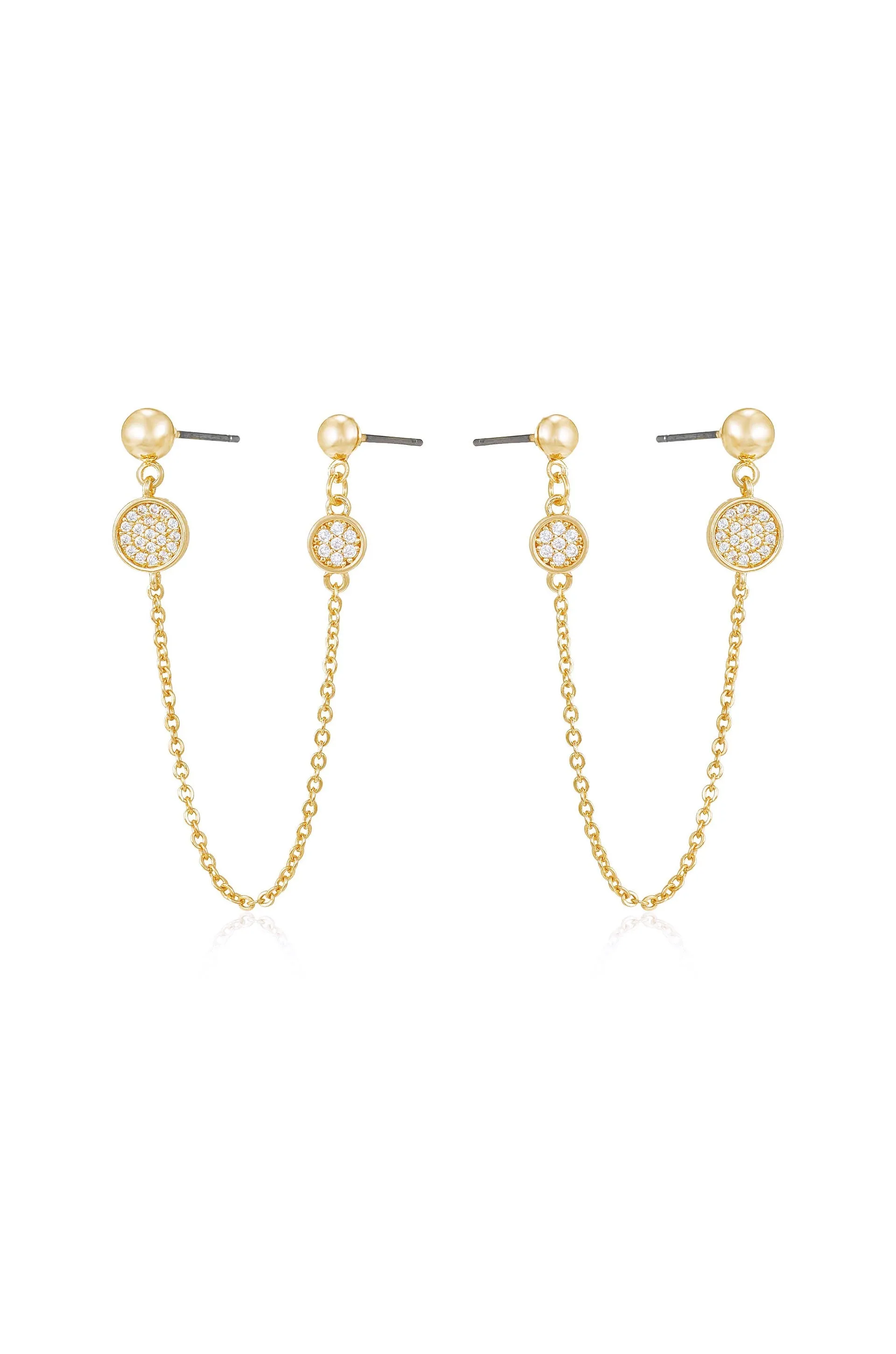 Double Piercing Chain Drop Earrings sold by Beach Bunny product image thumbnail 3