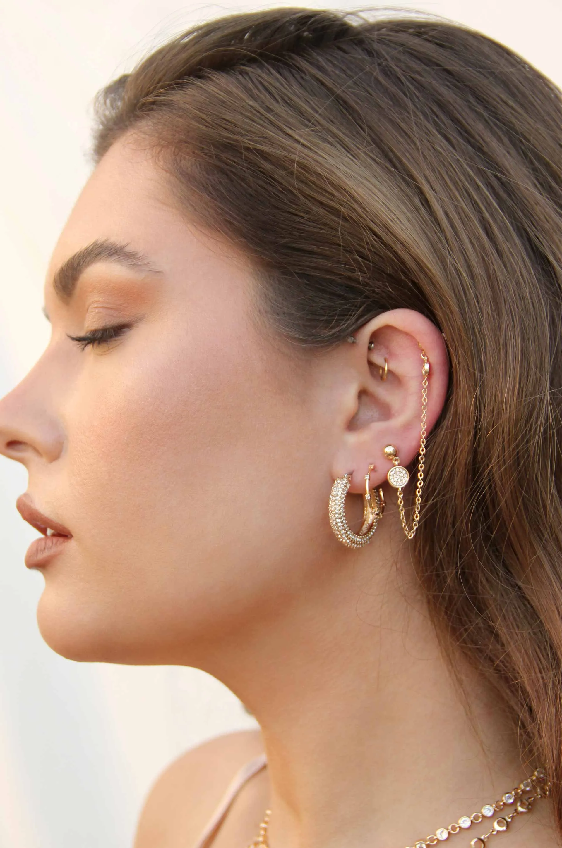 Double Piercing Chain Drop Earrings sold by Beach Bunny product image thumbnail 2