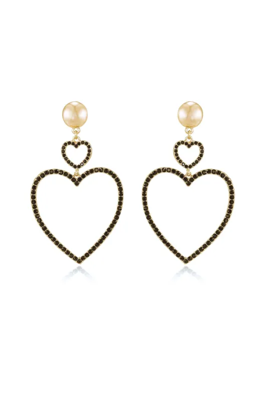 Double Heart Crystal Drop Earrings made by Beach Bunny