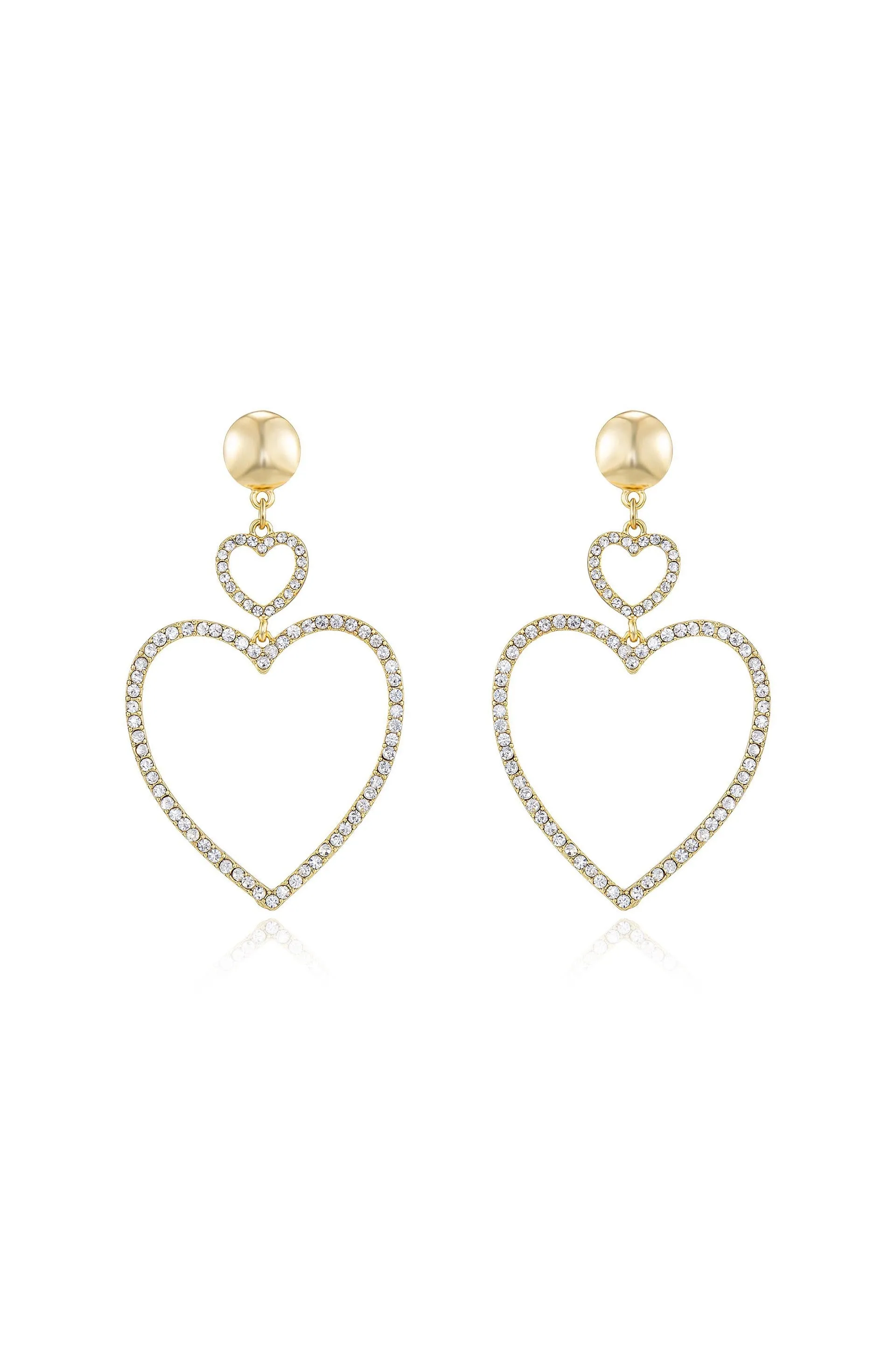 Double Heart Crystal Drop Earrings sold by Beach Bunny product image thumbnail 3