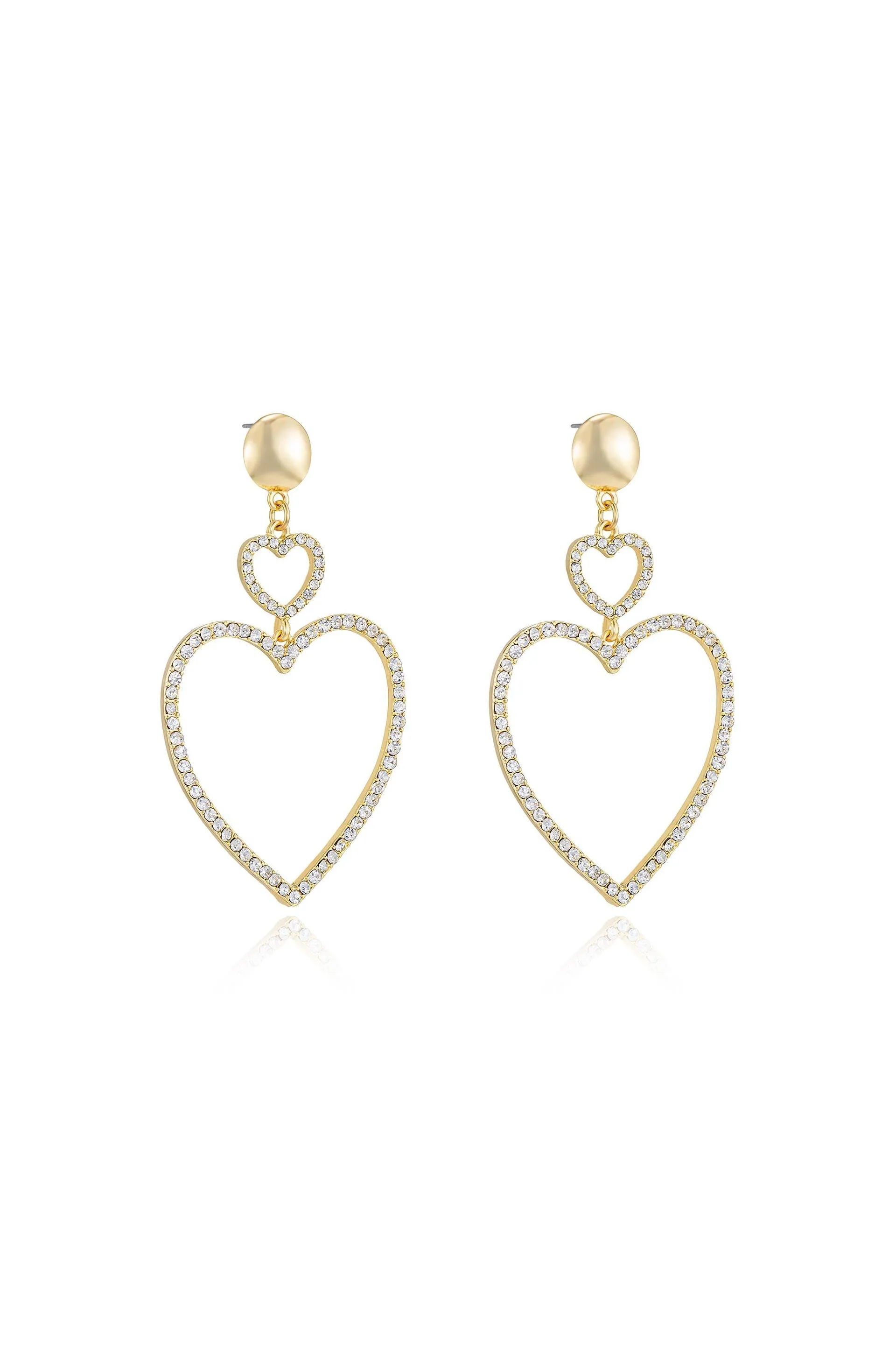 Double Heart Crystal Drop Earrings sold by Beach Bunny product image thumbnail 4
