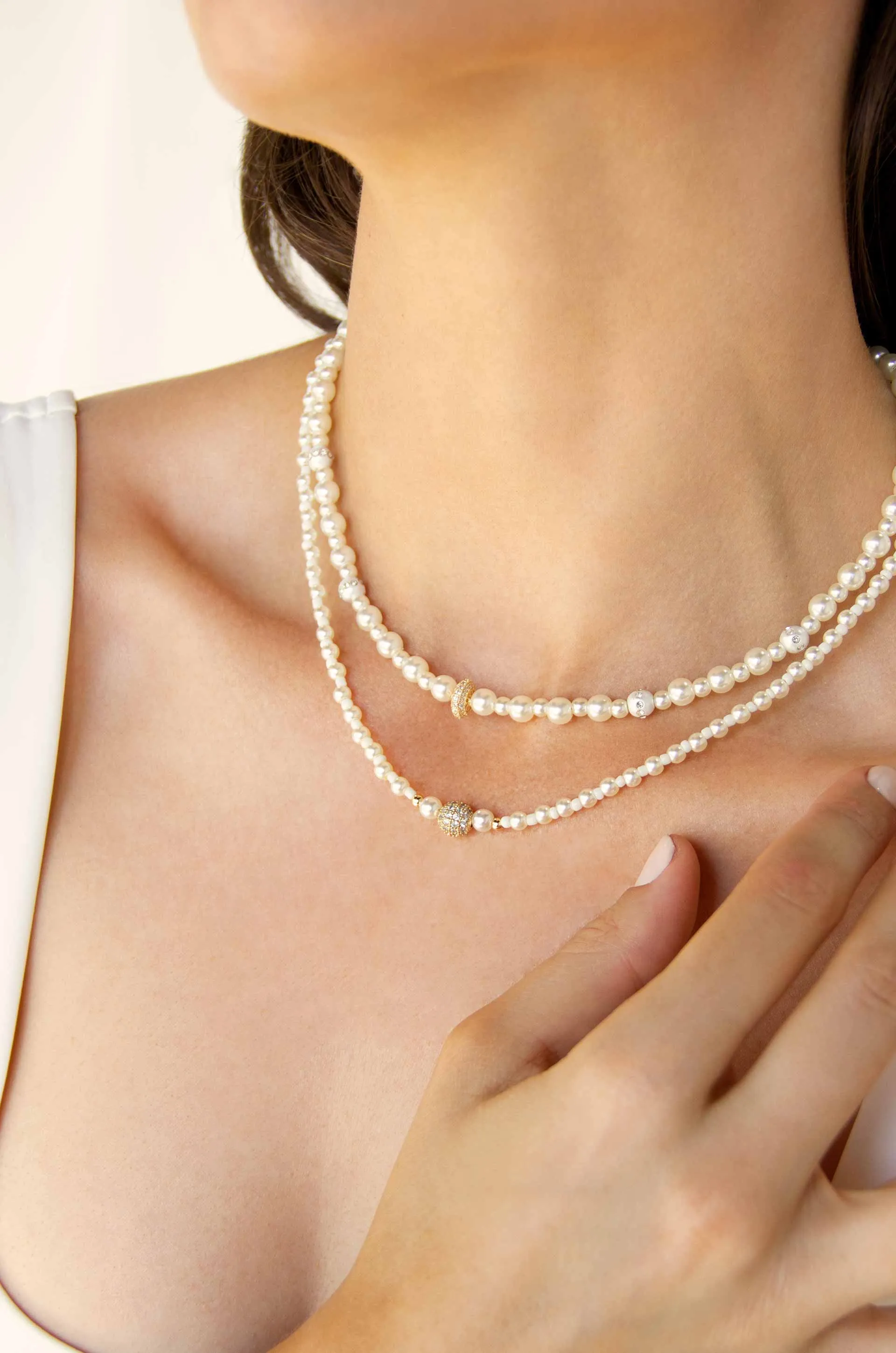 Double Pearl Chain Necklace Set sold by Beach Bunny product image thumbnail 2