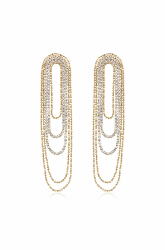 Crystal and Looped Chain Earrings made by Beach Bunny