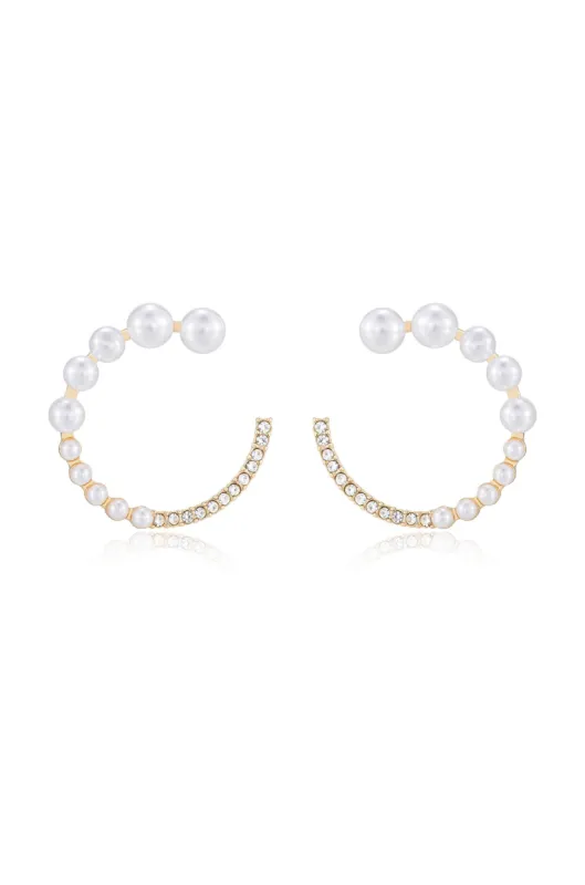 Chic Pearl And Crystal Open Circle Earrings sold by Beach Bunny