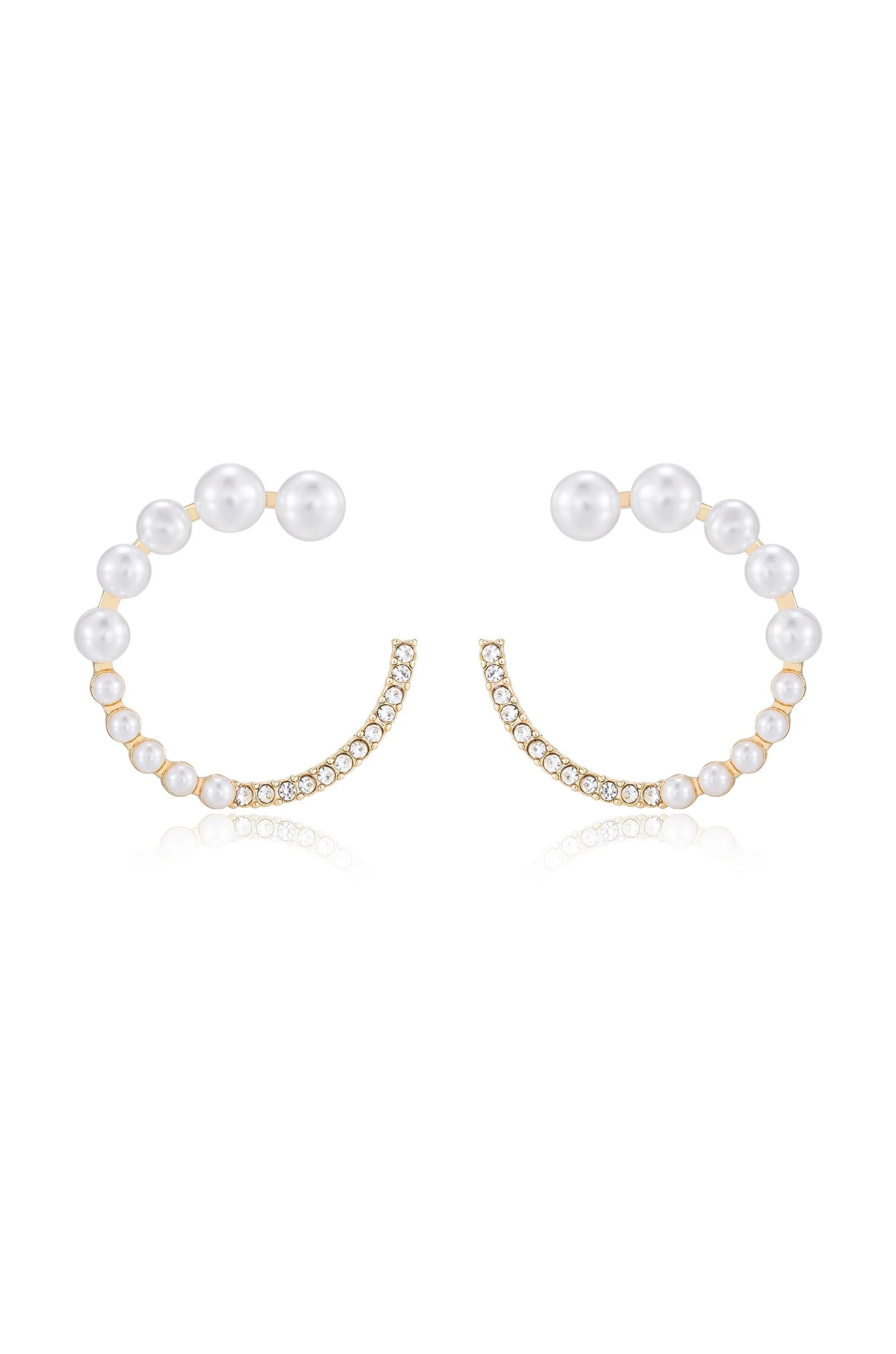 Chic Pearl And Crystal Open Circle Earrings by Ettika sold by Beach Bunny