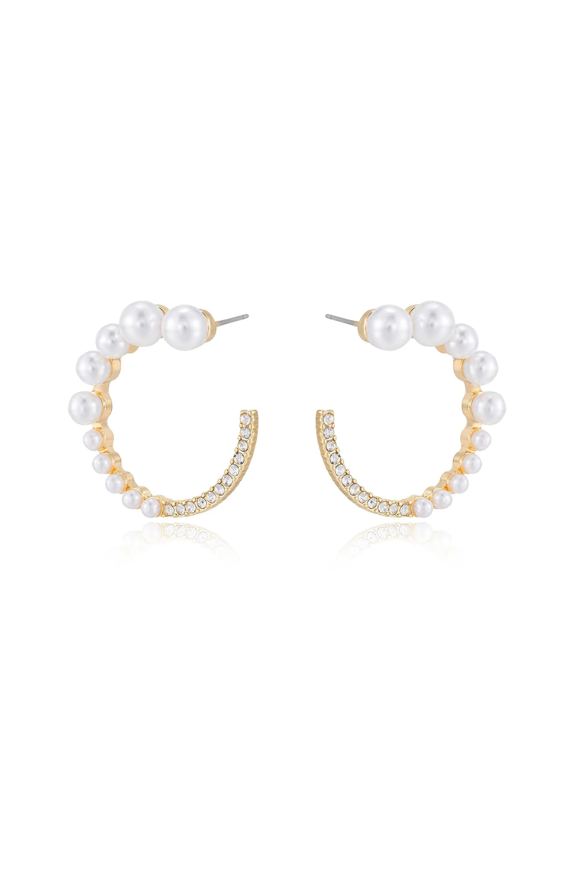 Chic Pearl And Crystal Open Circle Earrings by Ettika sold by Beach Bunny product image thumbnail 3