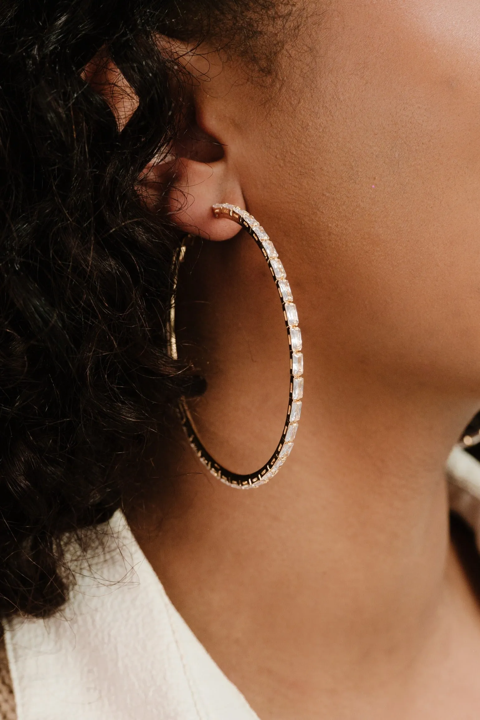Crystal All Around Hoop Earrings sold by Beach Bunny product image thumbnail 2