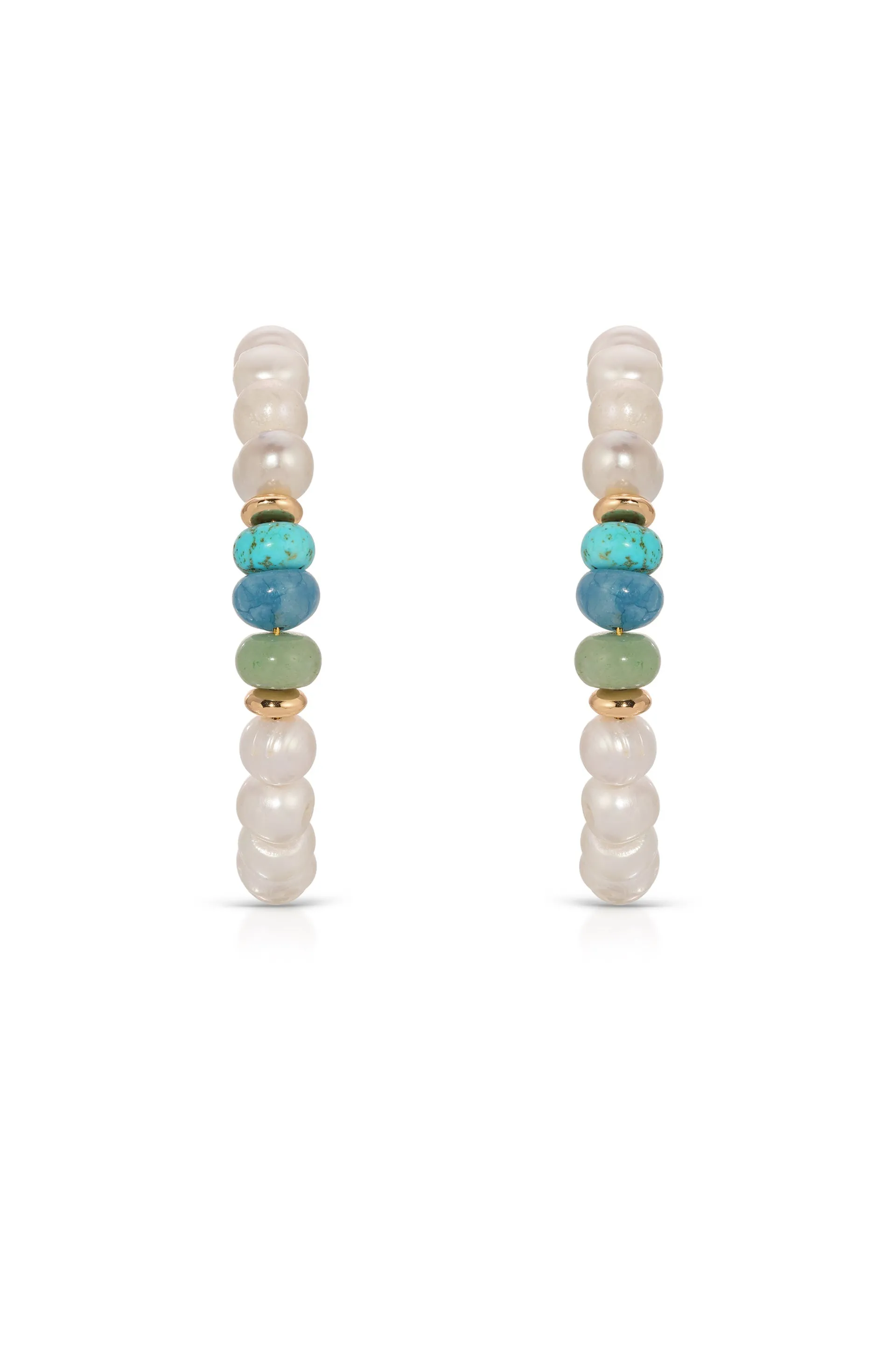 Beach Day Pearl and Gemstone Hoop Earrings sold by Beach Bunny product image thumbnail 3