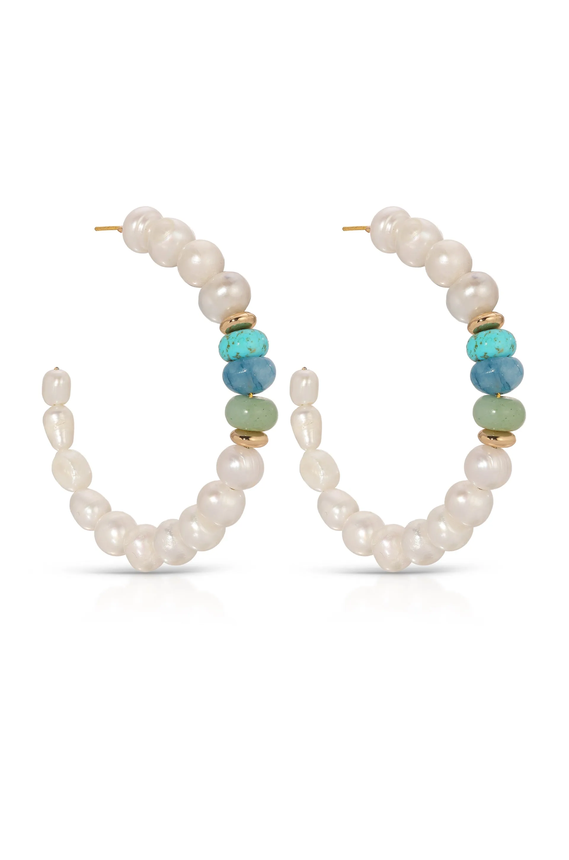 Beach Day Pearl and Gemstone Hoop Earrings sold by Beach Bunny product image thumbnail 5