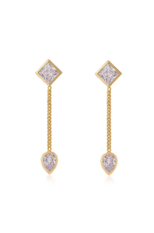 Bezel Crystal Shapes Drop Earrings sold by Beach Bunny