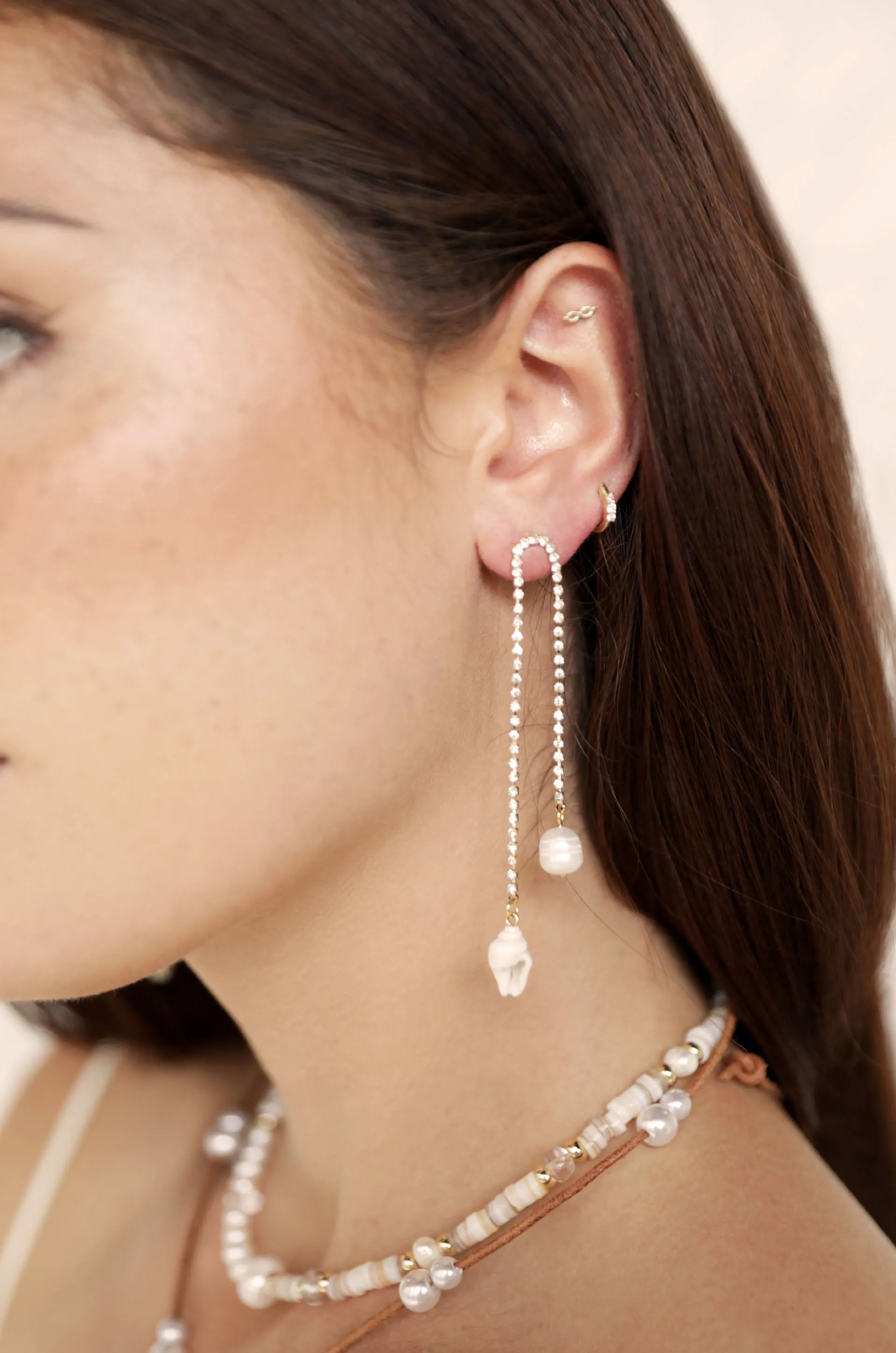 Balanced Shell and Pearl Earrings by Ettika sold by Beach Bunny product image thumbnail 2