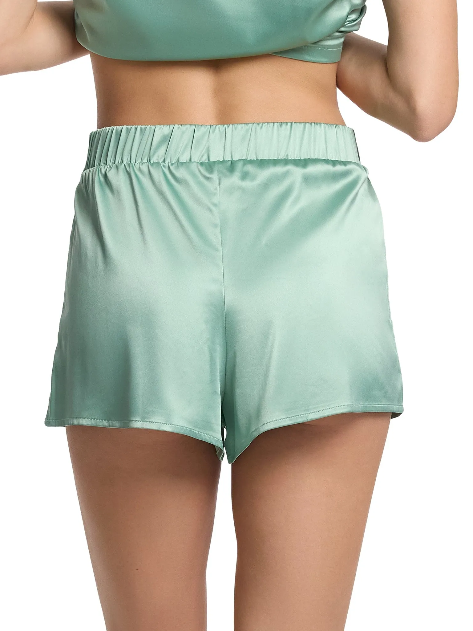 Satin Sleep Drawstring Short Green Tea sold by Beach Bunny product image thumbnail 2