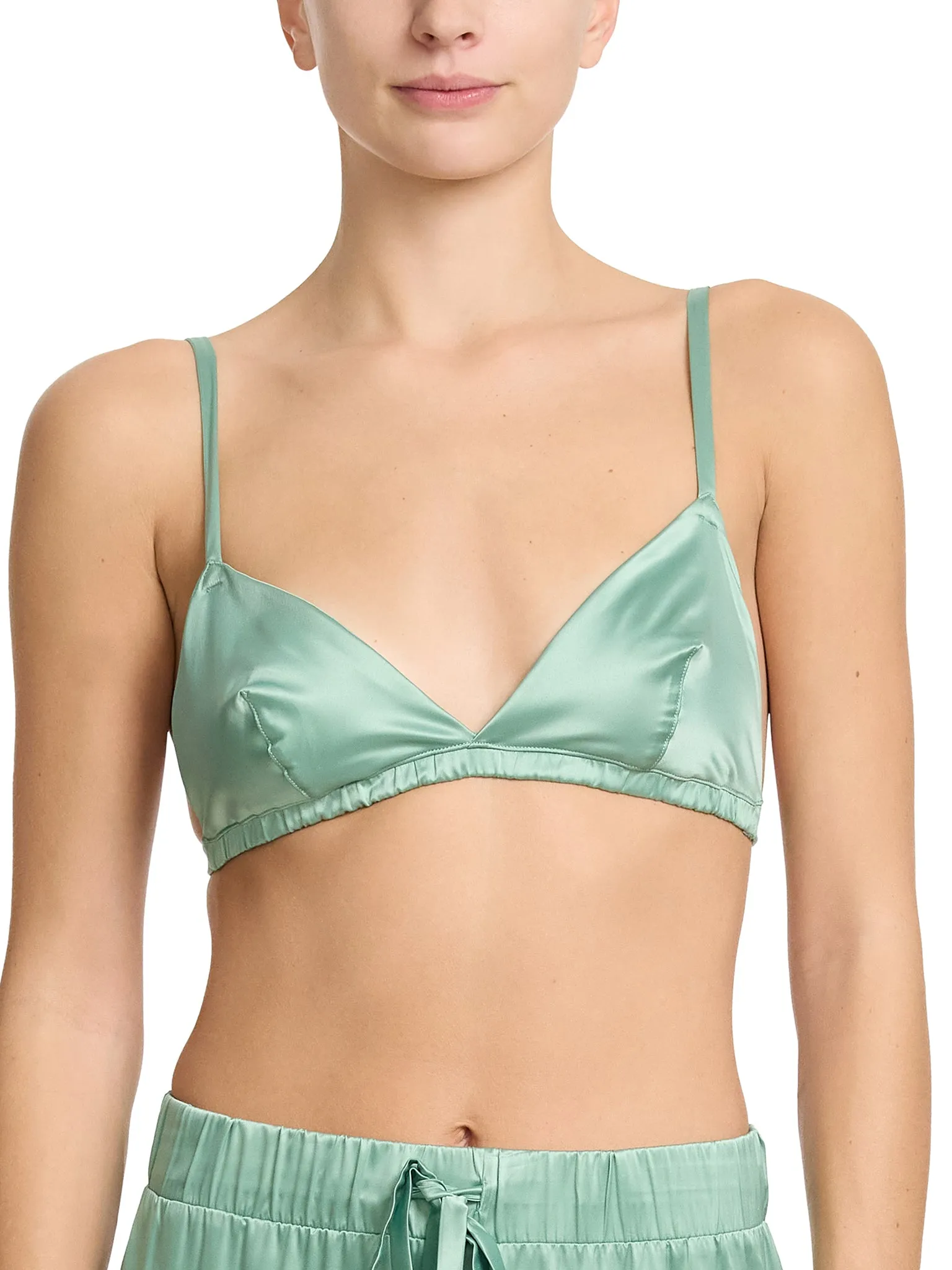 Satin Sleep Fashion Bralette Green Tea sold by Beach Bunny