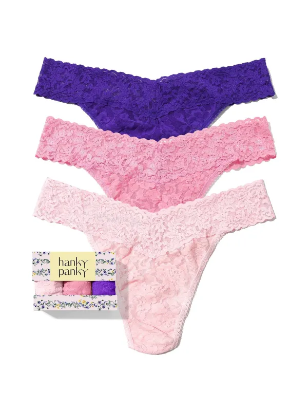 3 Pack Signature Lace® Original Rise Thongs In Printed Box Lipgloss sold by Beach Bunny