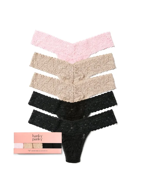 5 Pack Signature Lace® Low Rise Thongs sold by Beach Bunny