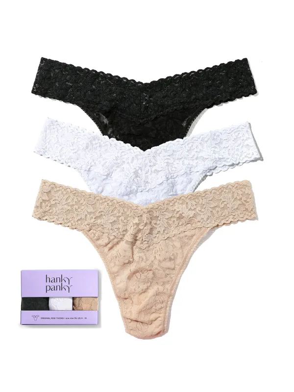 3 Pack Signature Lace® Original Rise Thongs sold by Beach Bunny