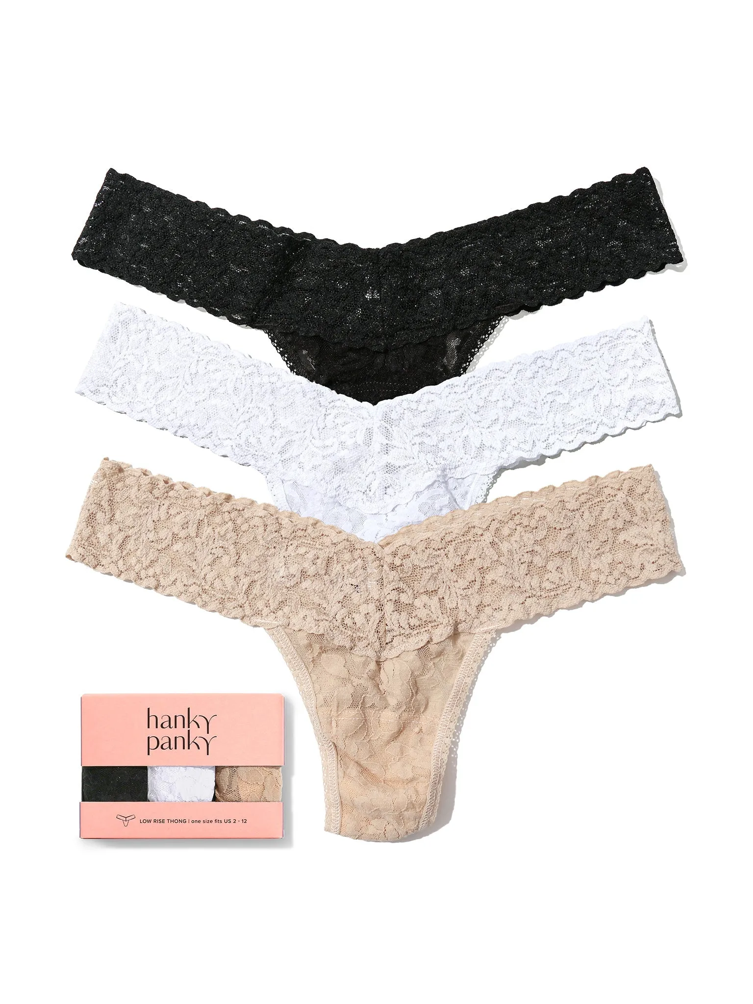 3 Pack Signature Lace® Low Rise Thongs sold by Beach Bunny