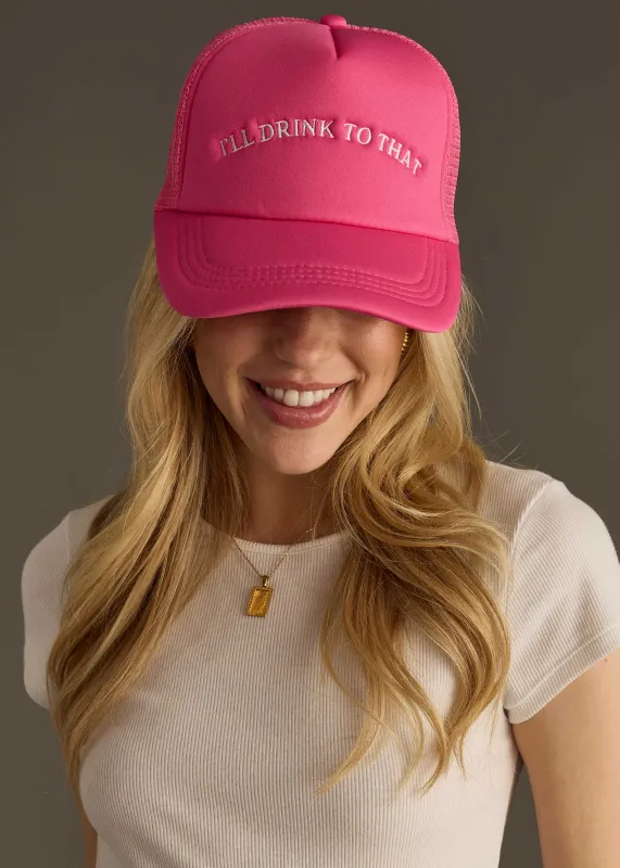 Panache Apparel Co. - I'll Drink To That Trucker Hat - Pink made by Beach Bunny