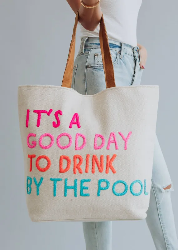 Panache Apparel Co. -  Drink By The Pool Tote - Cream sold by Beach Bunny