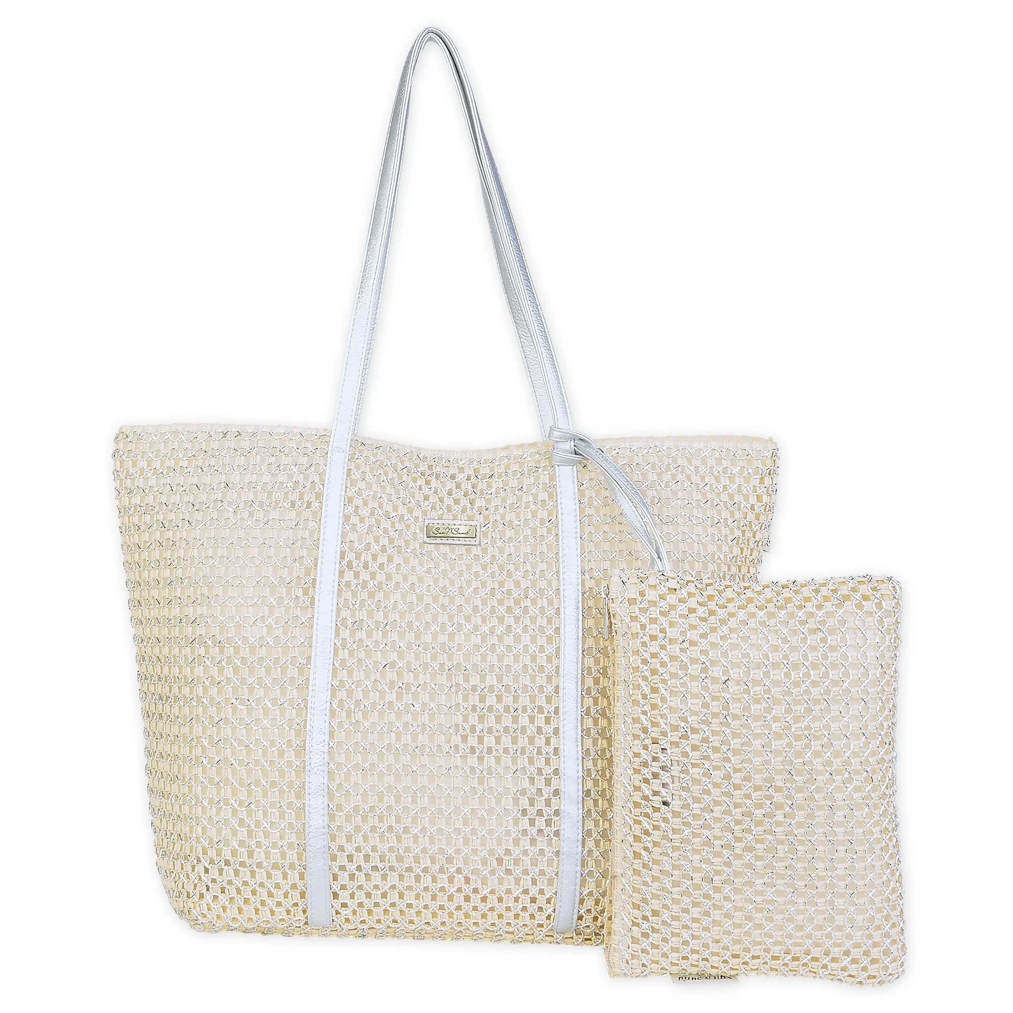 Metallic Shoulder Tote by Sun N Sand - Silver sold by Beach Bunny product image thumbnail 2