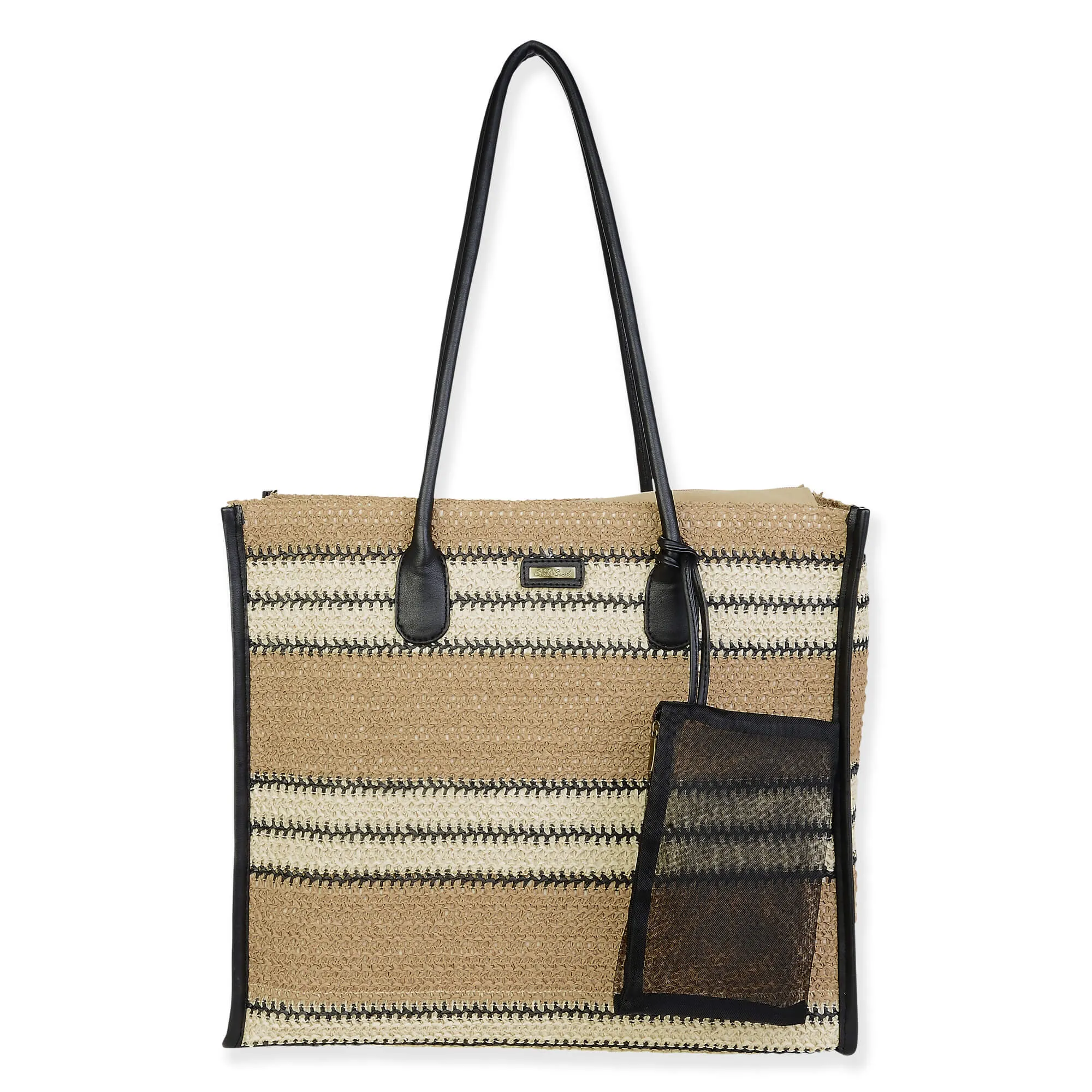 Stripe Crochet Shoulder Tote by Sun N Sand - Black sold by Beach Bunny product image thumbnail 2