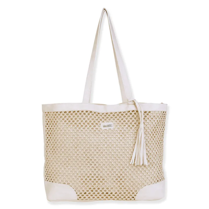 Crochet Shoulder Tote by Sun N Sand - Natural made by Beach Bunny
