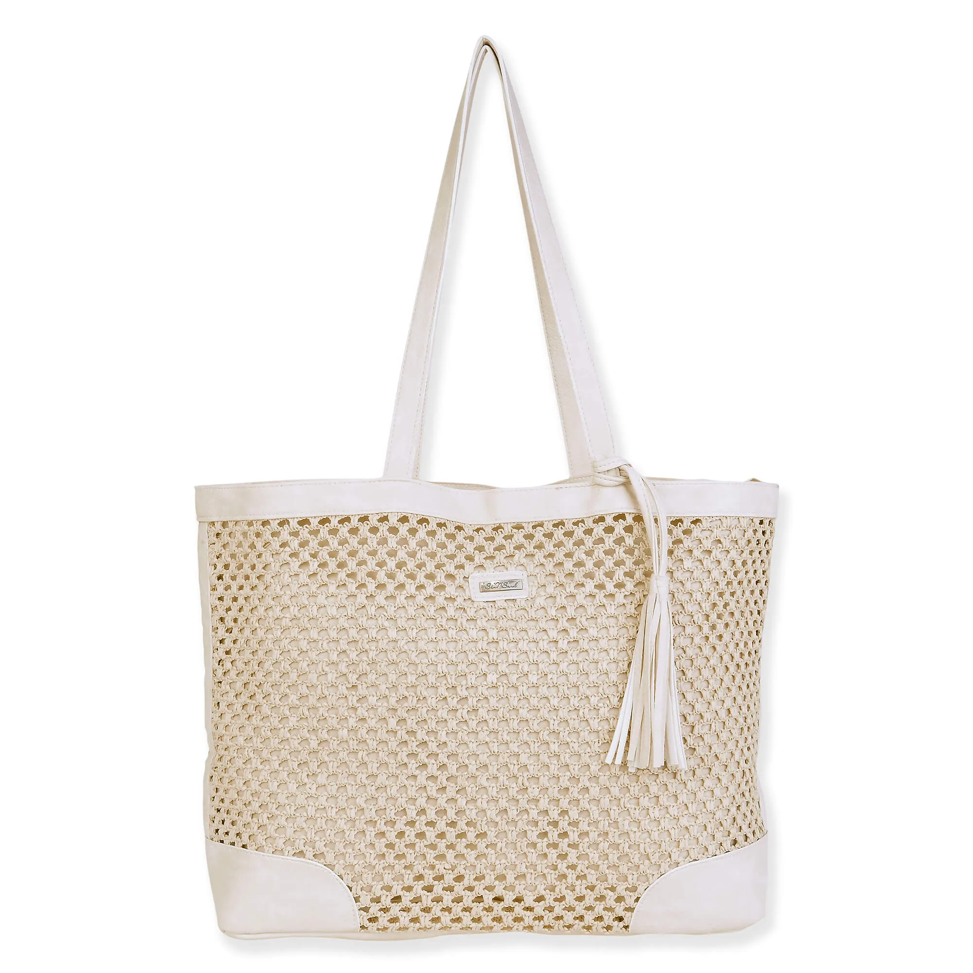Crochet Shoulder Tote by Sun N Sand - Natural sold by Beach Bunny