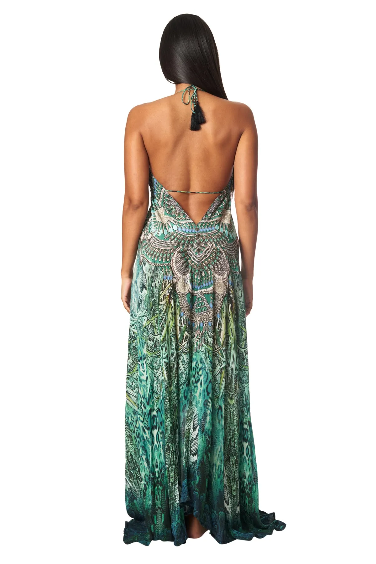 Beaded Luxe Halter Maxi by La Moda - Emerald sold by Beach Bunny product image thumbnail 2