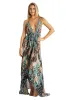 Beaded Luxe Halter Maxi by La Moda - Black & Teal sold by Beach Bunny