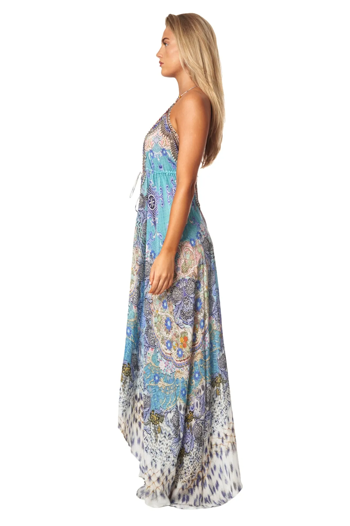 Beaded Luxe Halter Maxi by La Moda - Aqua sold by Beach Bunny product image thumbnail 2
