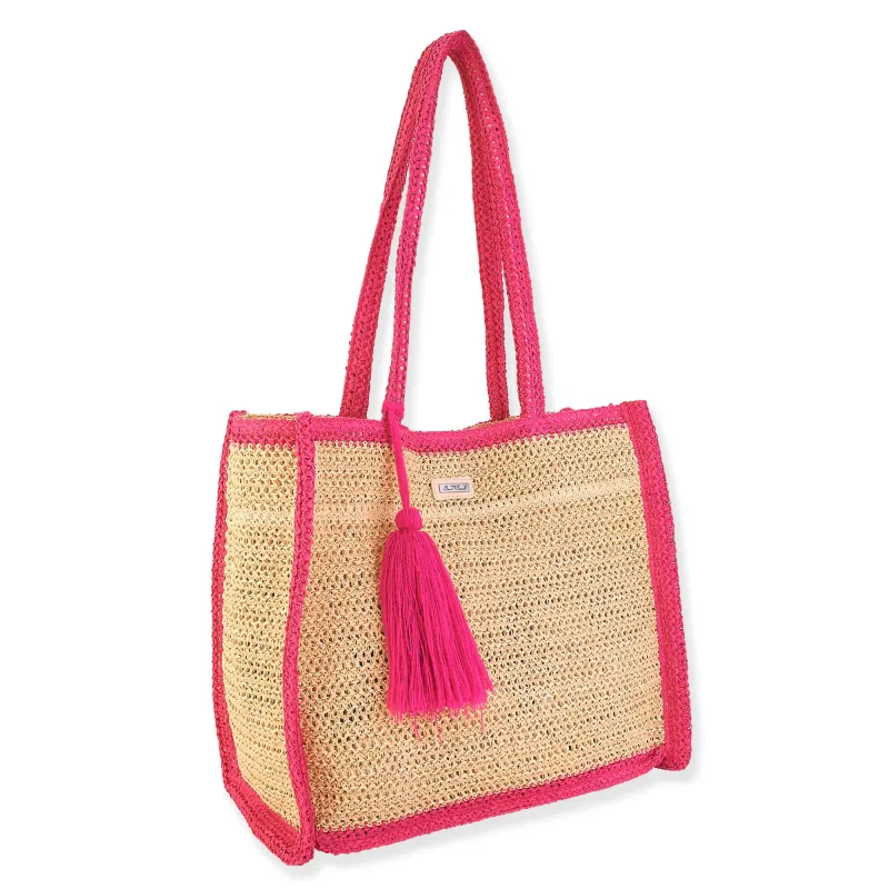 Kira Crochet Shoulder Tote by Sun N Sand - Pink made by Beach Bunny