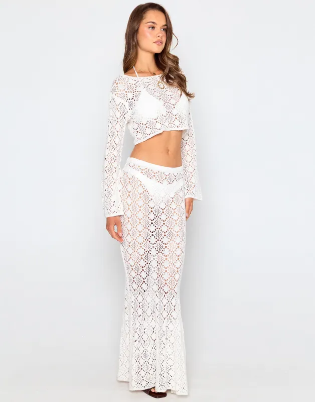 Marina Maxi Skirt by Summer Haus - White sold by Beach Bunny
