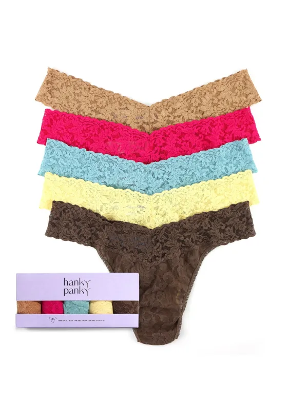 5 Pack Signature Lace Original Rise Thongs sold by Beach Bunny