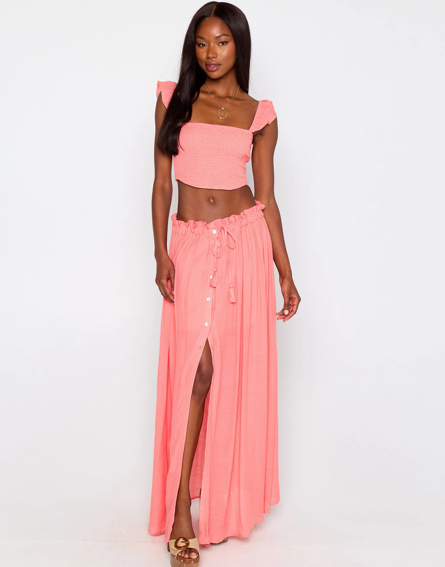 Selene Top and Skirt Set by Summer Haus - Coral sold by Beach Bunny