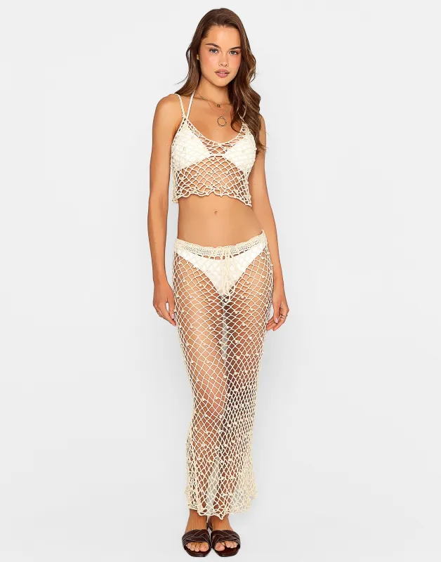 Bianca Maxi Skirt - Ivory sold by Beach Bunny