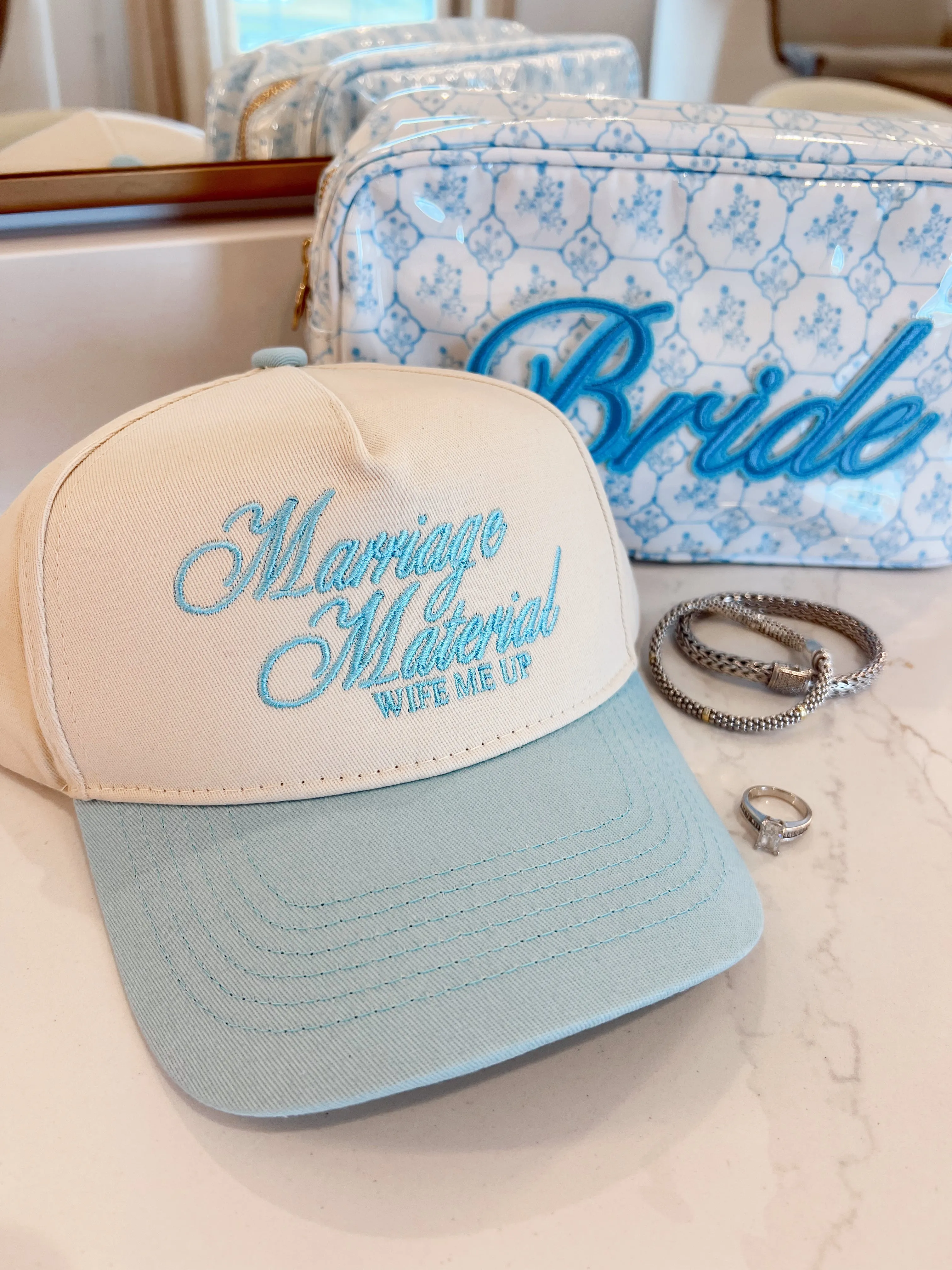 Marriage Material - Blue Vintage Trucker Hat sold by Beach Bunny