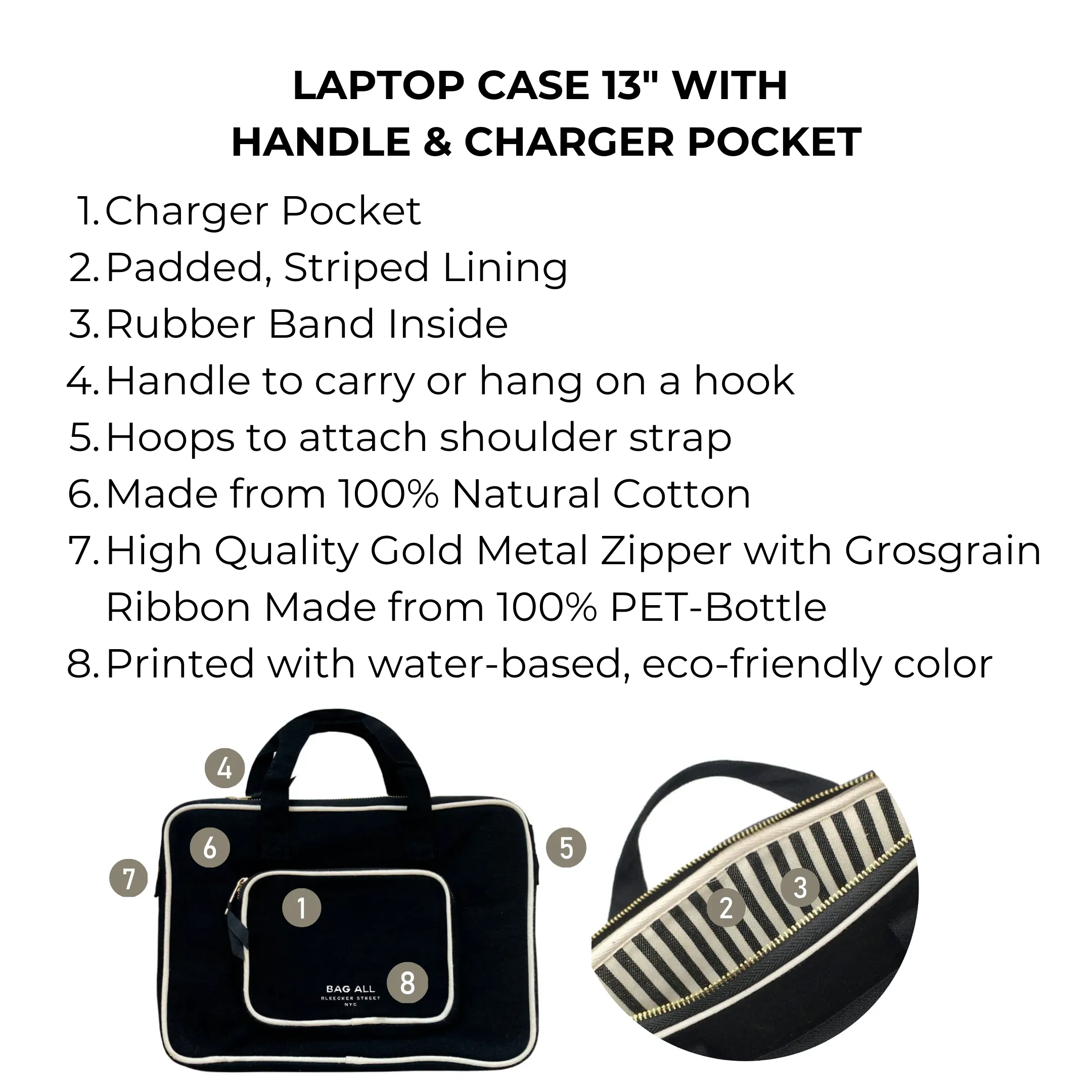 Laptop Case 13", Handle & Charger Pocket, Black sold by Beach Bunny product image thumbnail 4