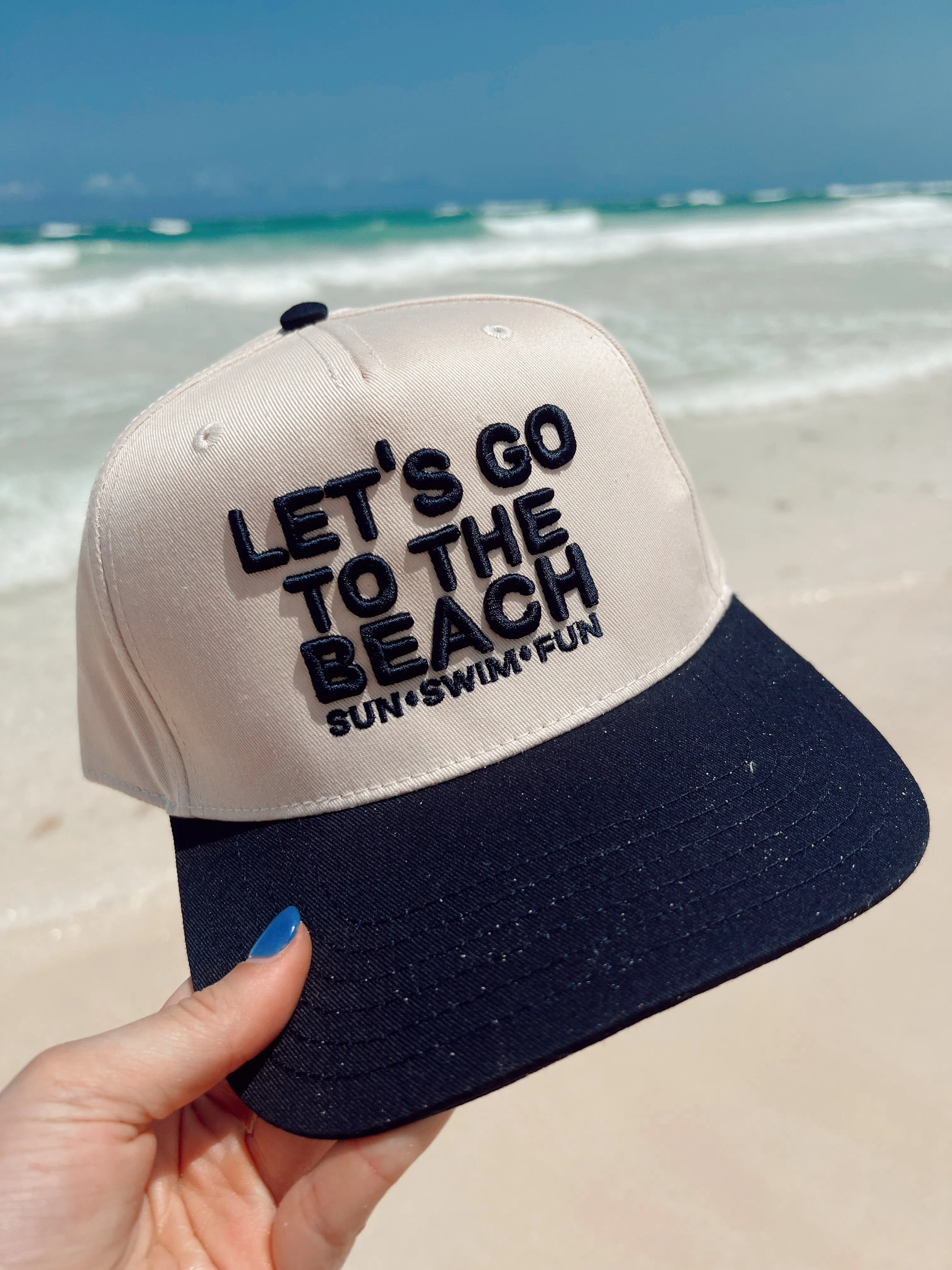 Let's Go To The Beach - Navy Vintage Trucker Hat sold by Beach Bunny product image thumbnail 2