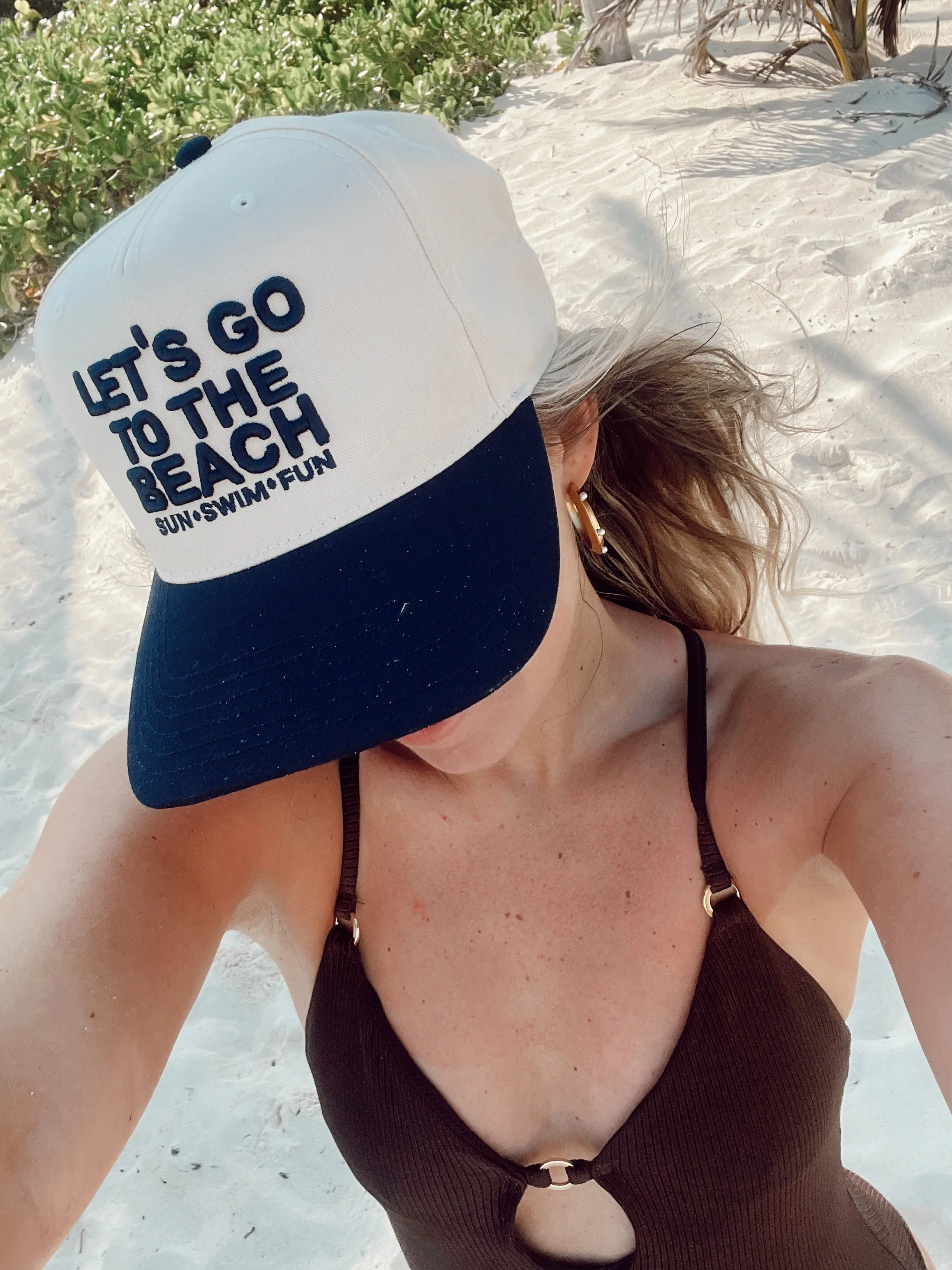 Let's Go To The Beach - Navy Vintage Trucker Hat sold by Beach Bunny product image thumbnail 5