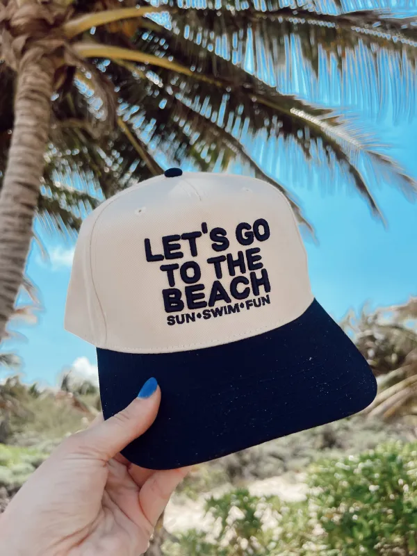 Let's Go To The Beach - Navy Vintage Trucker Hat sold by Beach Bunny