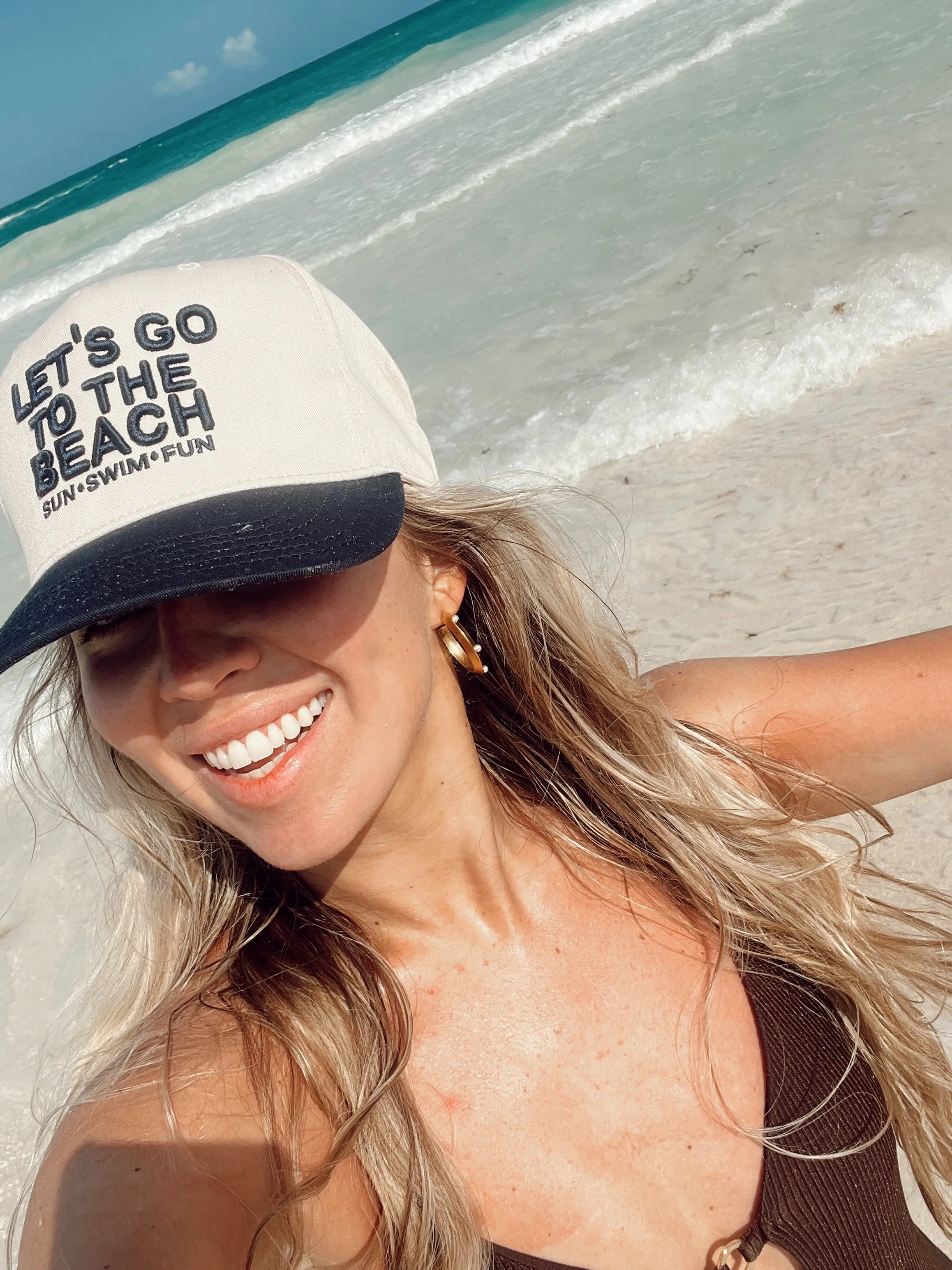 Let's Go To The Beach - Navy Vintage Trucker Hat sold by Beach Bunny product image thumbnail 4