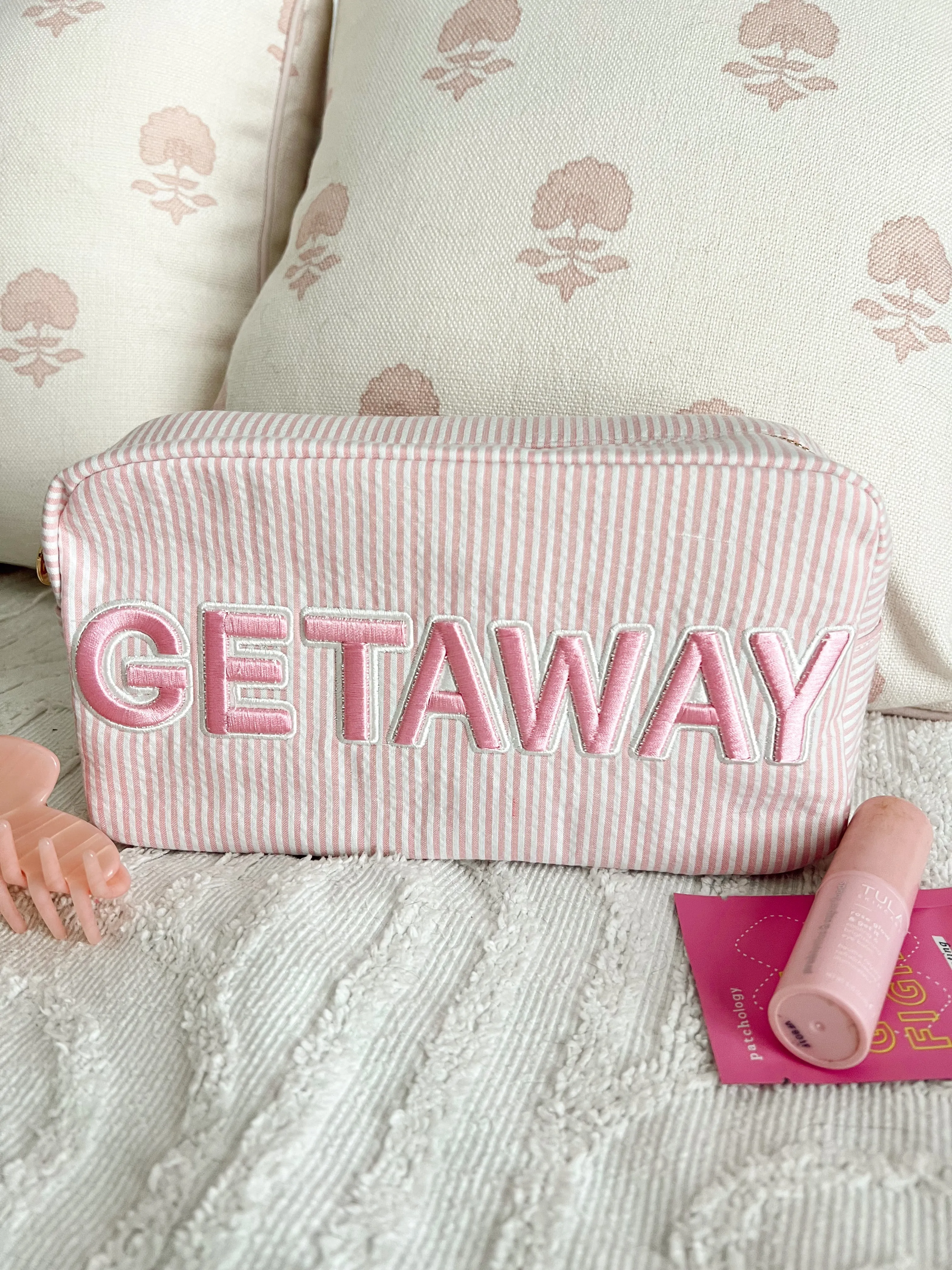 Getaway Large - Pink Stripe by KenzKustomz sold by Beach Bunny