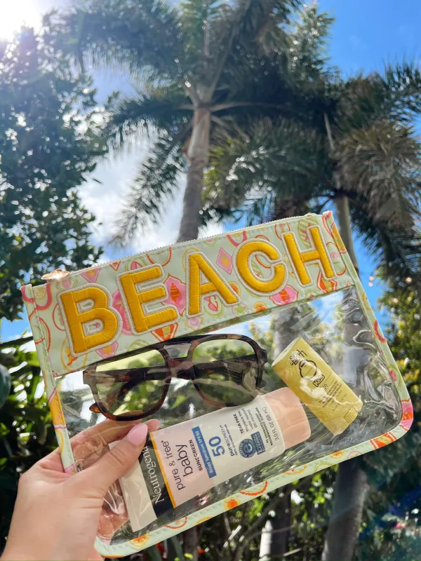 Beach Clear Pouch - Mint Palms sold by Beach Bunny