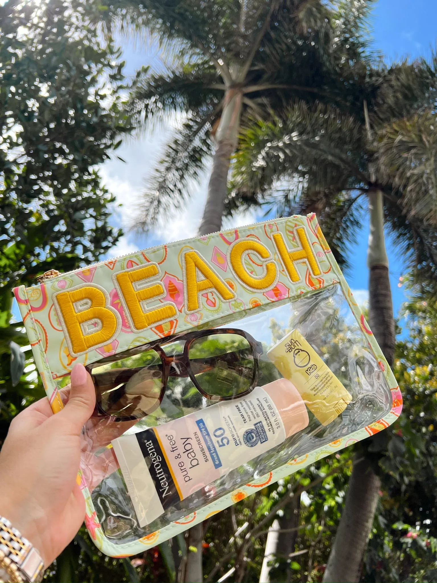 Beach Clear Pouch - Mint Palms sold by Beach Bunny product image thumbnail 2
