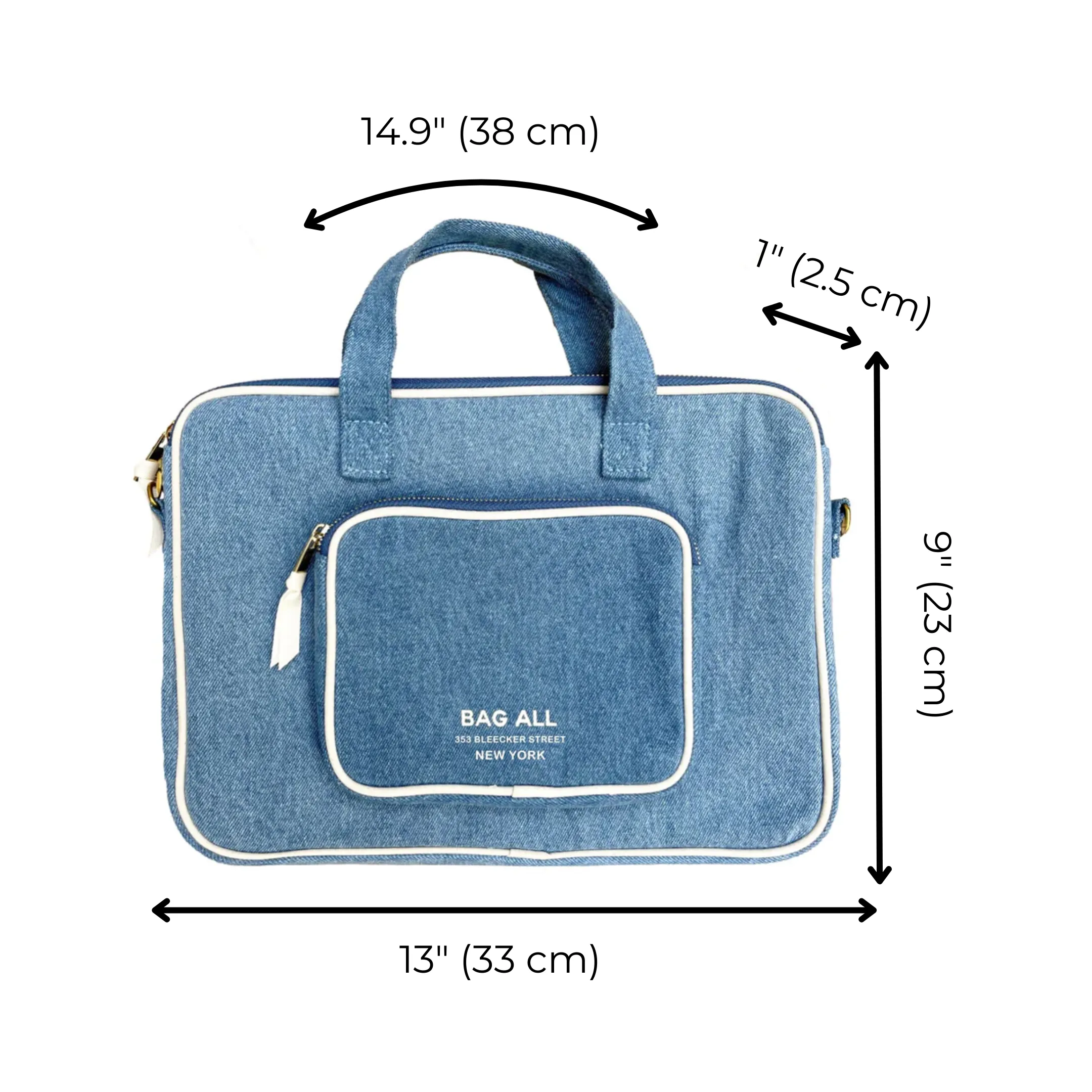Laptop Case 13", Handle & Charger Pocket, Denim sold by Beach Bunny product image thumbnail 3